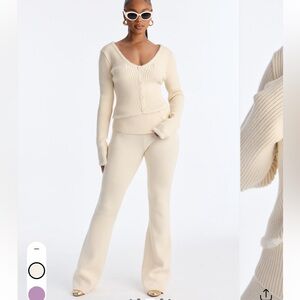 Fashion Nova Cream Flare Pants Set